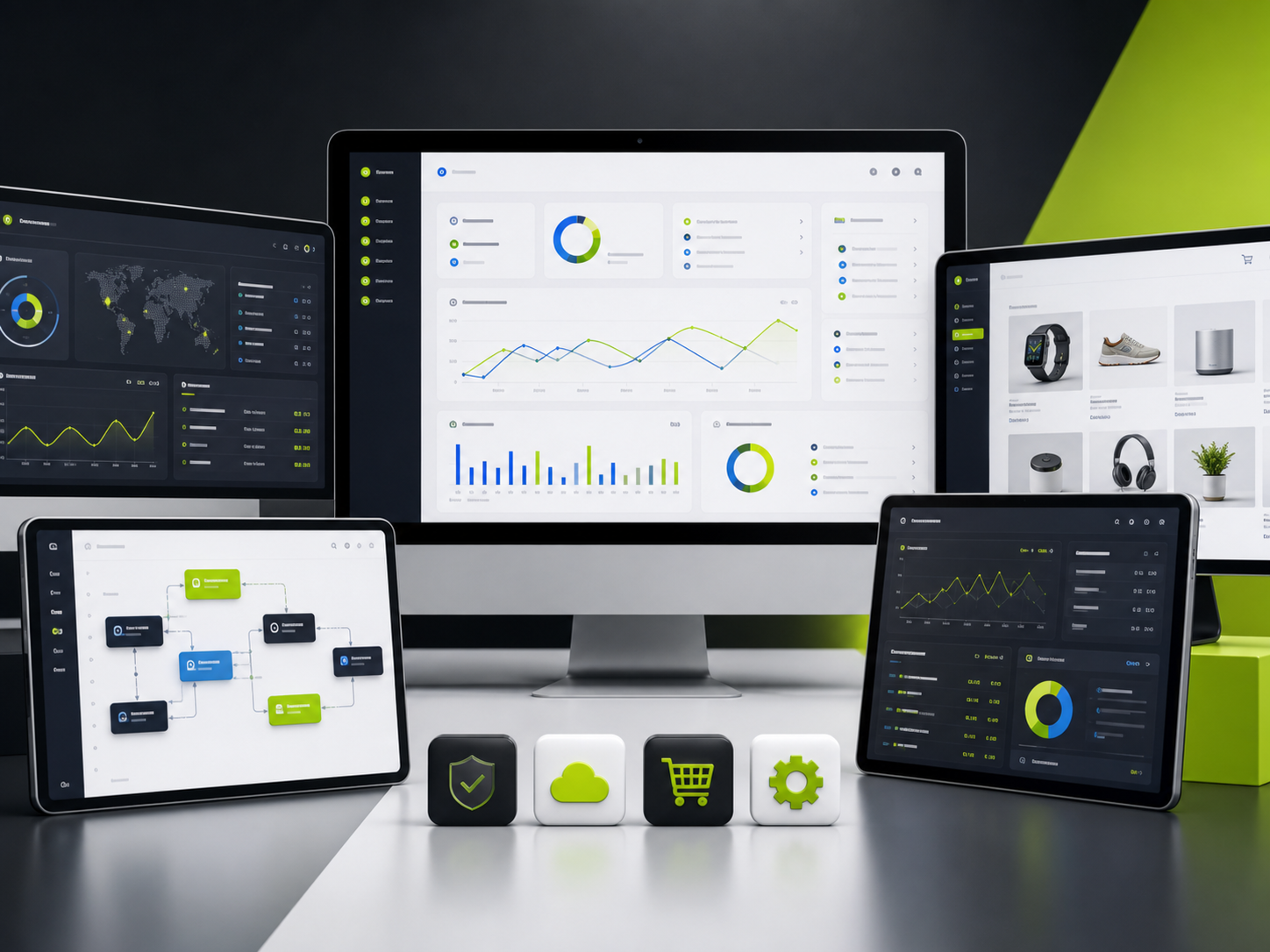 Software portfolio dashboard suite for custom software SaaS web apps and automation