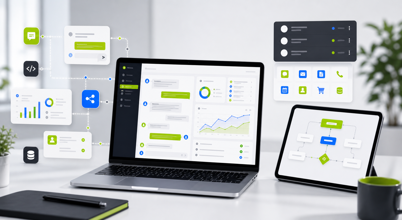 AI automation chatbot workflow CRM integration and support dashboard