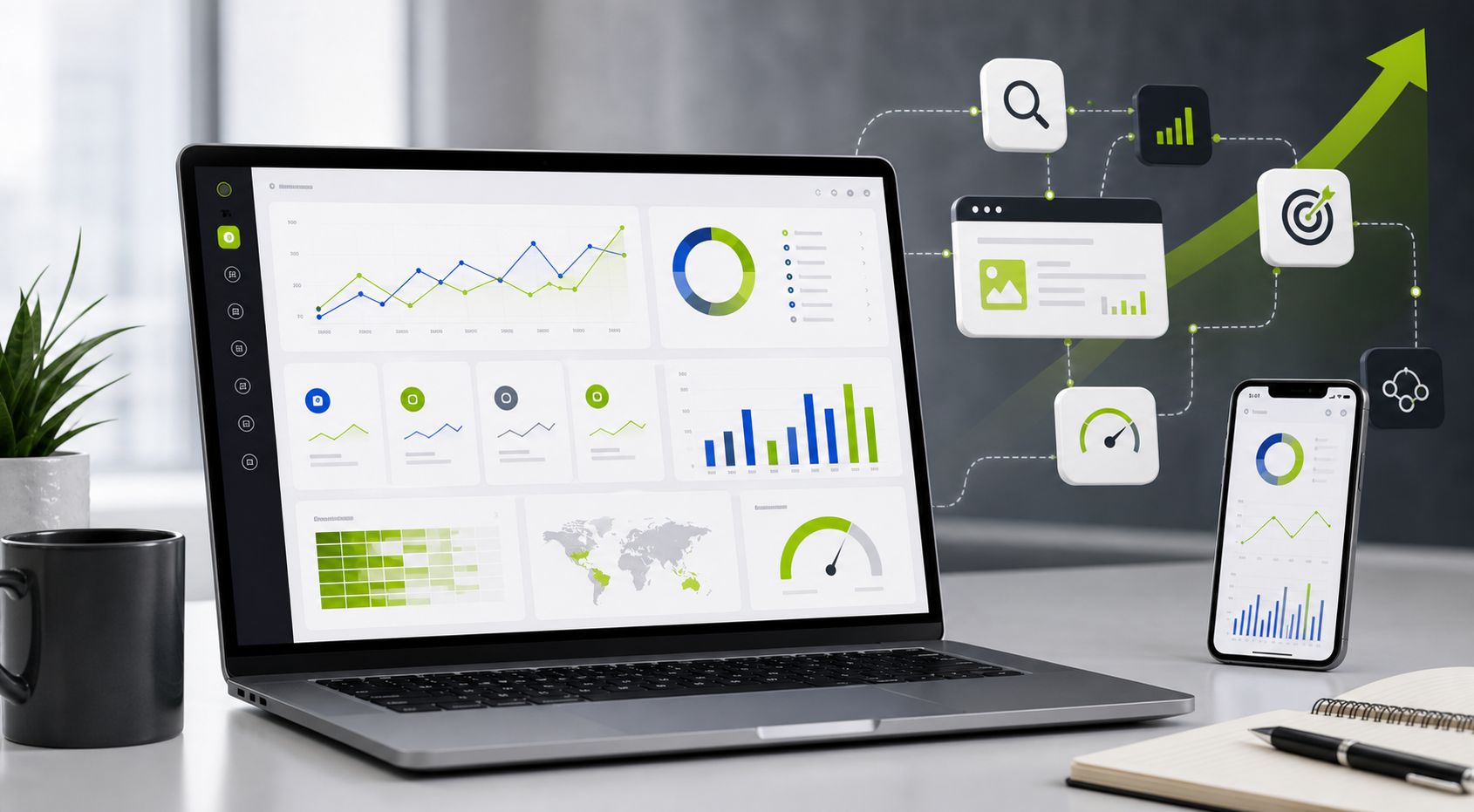 SEO analytics digital growth website optimization and conversion dashboard